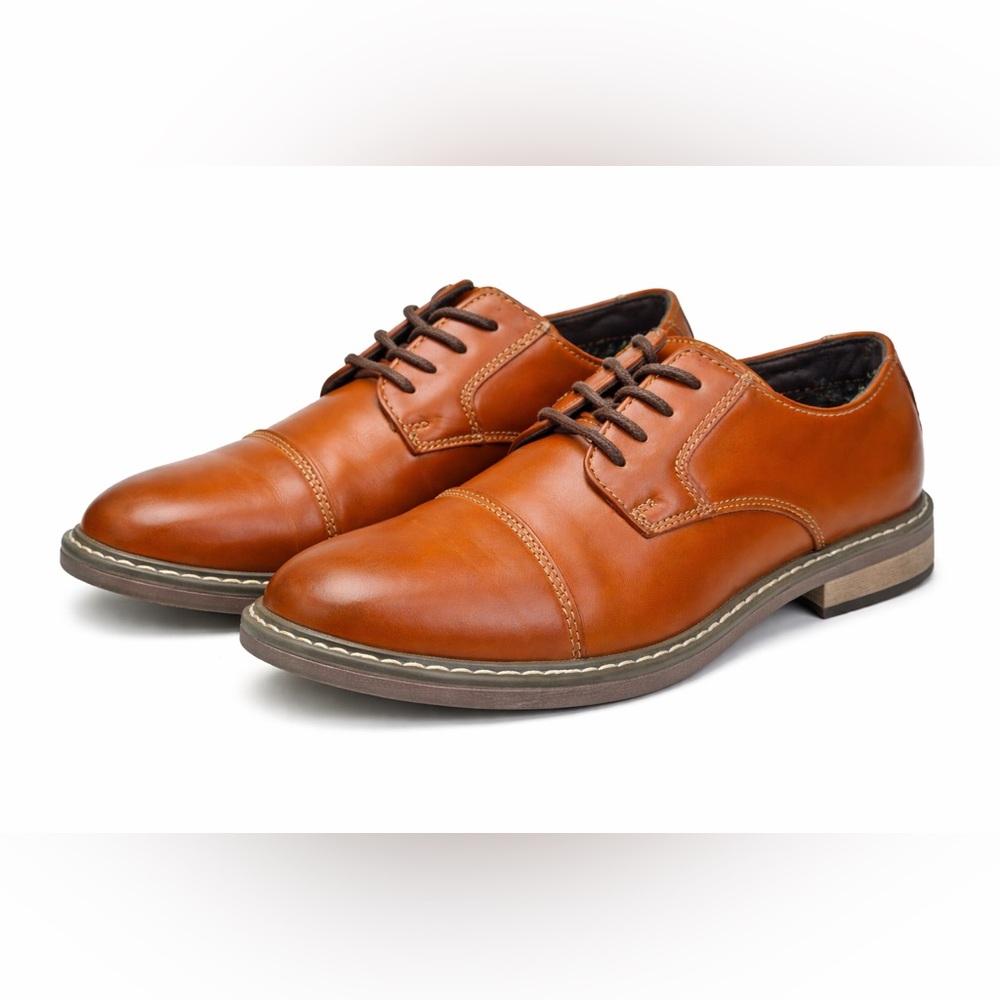 Bruno Marc Men’s Dress Shoes Brown Cap Toe Lace Up Oxford Size 1